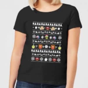 Muppets Pattern Womens Christmas T-Shirt - Black