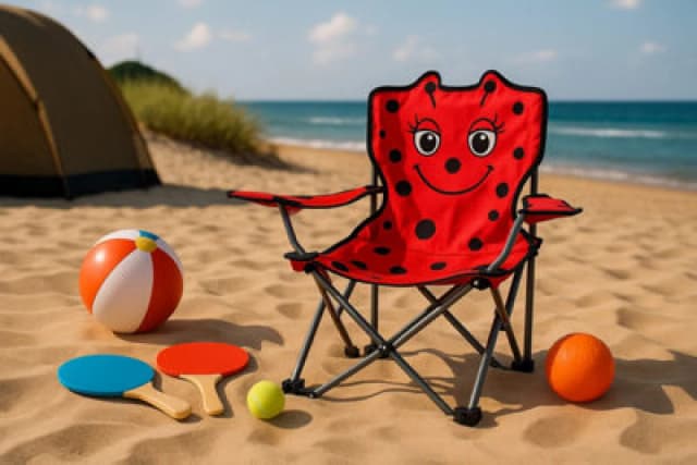 idooka Kids Folding Deck Chair Ladybird Animal Design Camping Outdoors Red unisex