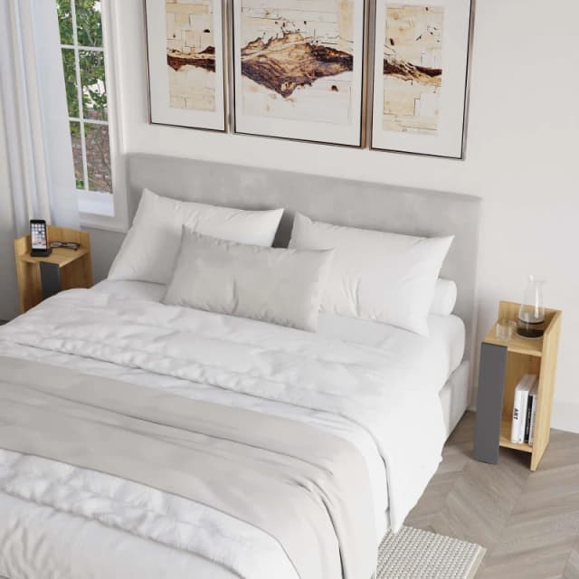 DECORTIE Decortie - Elos Modern Bedside Table Left And Right - Oak/Anthracite Grey - Anthracite Grey M.KO.14179.4