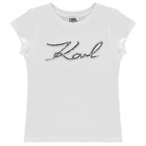 KARL LAGERFELD Junior Girls Romantic Sparkles T Shirt - White 10B