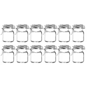Set of 12 Glass Clip Top Lid Spice Jars Clear