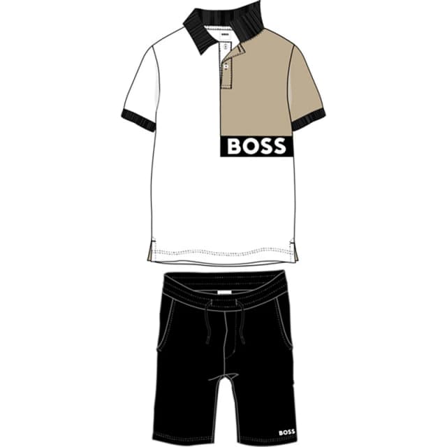 Boss Kids Polo Shirt Set Black 09B male 8 Yrs