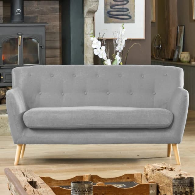 Artemis Home Lynwood 177cm Wide Scandi Style Hessian Fabric 3 Seat Sofa in Light Grey Light Grey Unisex