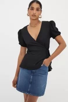 Broderie Sleeve Detail Wrap Top