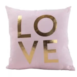 Pink Velvet Fabric 'With Love' Filled Cushion 25cm