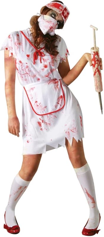 Fiestas Guirca Fancy Dress Adult Zombie Nurse in Red Size: Large Red Unisex L