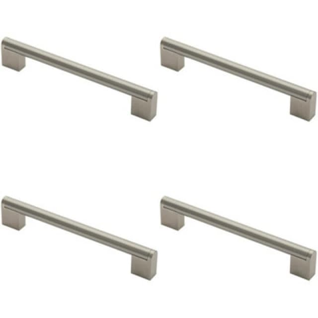 Loops 4x Round Bar Pull Handle 200 x 14mm 160mm Fixing Centres Satin Nickel & Steel Metallics unisex