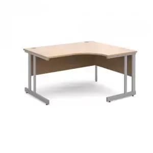 Momento right hand ergonomic desk 1400mm - silver cantilever frame and