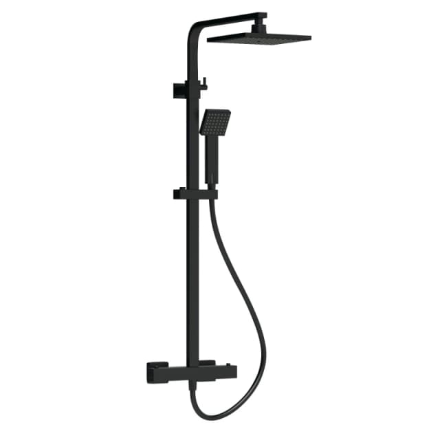 Balterley Empire Square Shower Kit & Fixed Head, Adjustable Handset - Matt Black Unisex