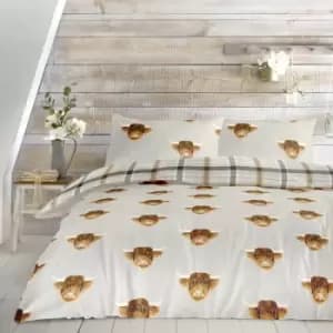 Fusion Highland Cow Reversible Duvet Cover Set, Ochre, King