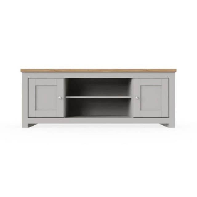 Timber Art Design Lisbon Light Grey TV Unit Stand Media Cabinet 2 Doors + Shelf