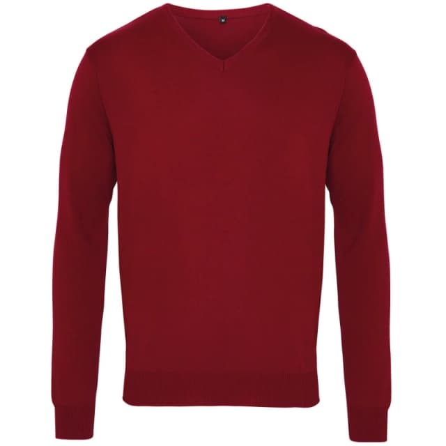 Premier Premier Men V-Neck Knitted Sweater in Burgundy Size: X-Small Burgundy XS Male 5057080145973