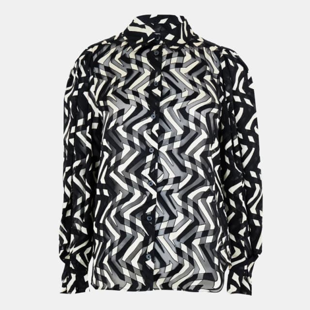 French Connection Diandra Satin Devore Top - Black 10