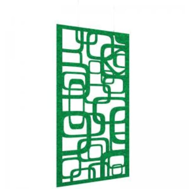 Piano Chords Acoustic Patterned Hanging Screens In Dark Green H2400 x W1200mm with Hanging Wires And Hooks - Bygone