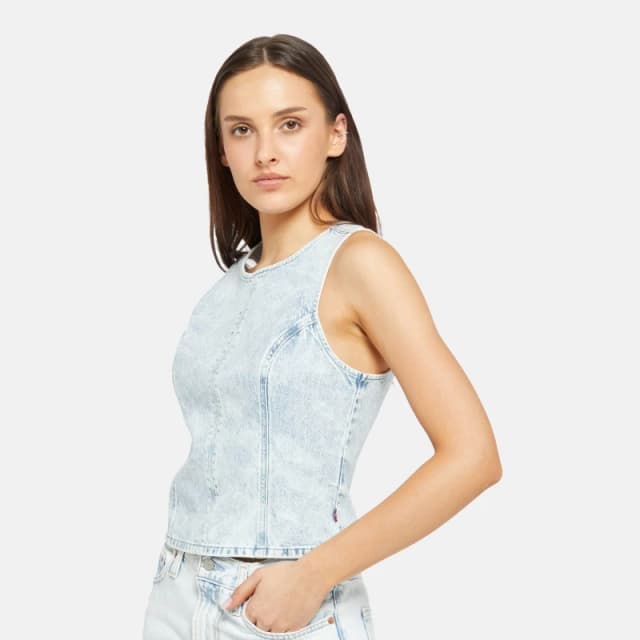 Levis Womens Topanga Denim Tank Vest Healing Waters female 12 (M)