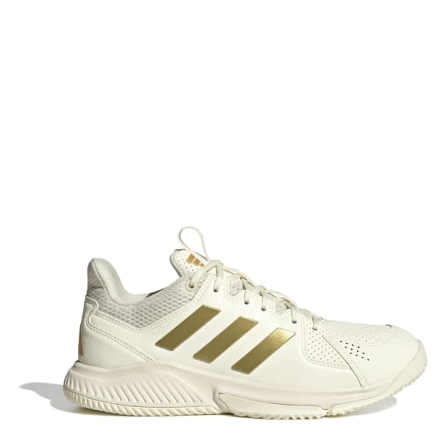 adidas Womens Court Flight Netball Shoes White/Gold female 4 (36.7)