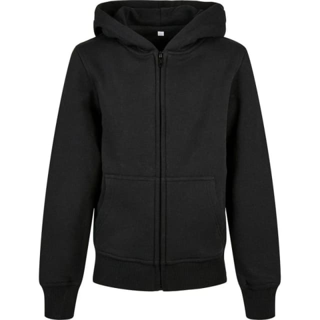 Build Your Brand Basic Full Zip Hoodie in Black Size: 5-6 Years Black Unisex 5-6 Years