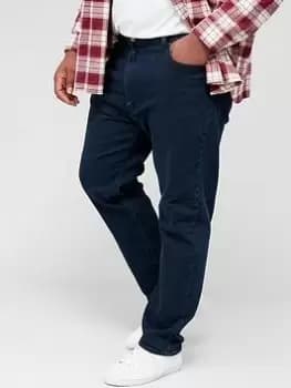 Levis Big & Tall 502 Regular Tapered Jeans - Dark Blue, Indigo, Size 50, Inside Leg Long, Men