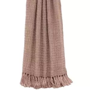 Riva Home Boden Knitted Tassled Throw (150 x 200cm) (Blush)