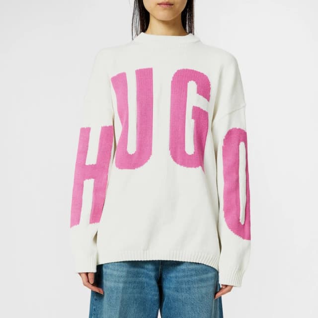 Hugo Womens Crew Neck Soft Knit Jumper Natural female 8 (S)
