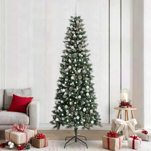 vidaXL Artificial Christmas Tree with 300 LEDs, White Balls Green 96 x 96 x 240 cm, Green 3395847