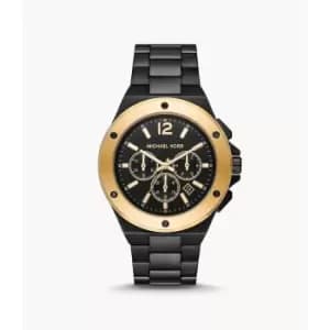 Michael Kors Mens Lennox Chronograph Black-Tone Stainless Steel Watch - Black