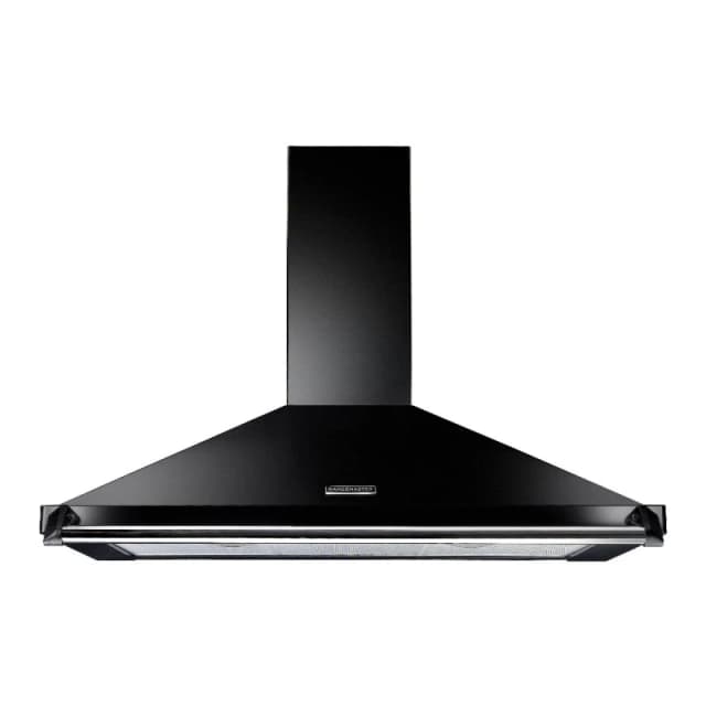 Rangemaster RCLAHDC100BL/C 100cm Classic Chimney Hood With Chrome Rail And Badge - BLACK RCLAHDC100BL/C