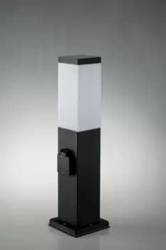 Station Outdoor Stainless Steel Power Supply Bollard, Black IP44, E27
