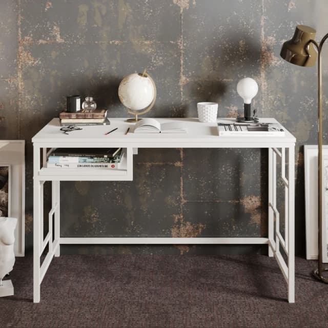 Decorotika Victory Study & Writing Desk in White White Unisex