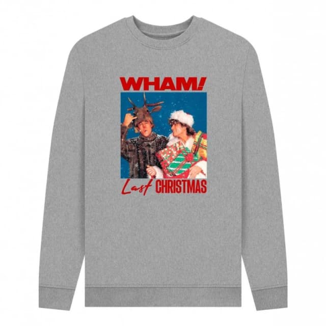 Wham Mens Last Christmas Graphic Sweatshirt in Light Grey Size: Small Light Grey Male S