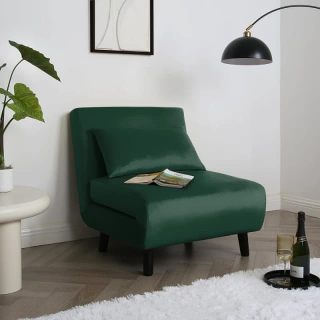 Home Garden Direct Aurora - Single Bed Chair Sofa in Velvet - 1 Seater - Green Green Unisex