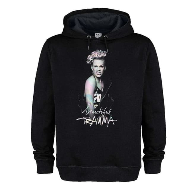 Amplified Mens Beautiful Trauma P nk Hoodie in Black Size: XS Black Male XS