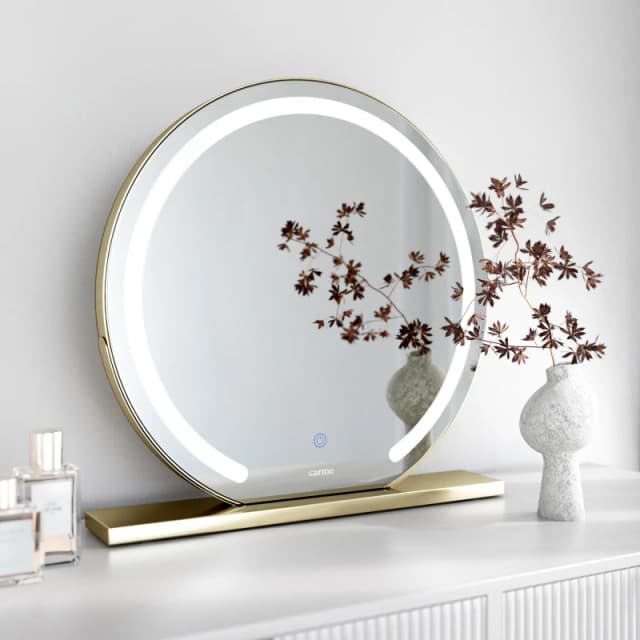 CARME HOME Elsie Large Gold Touch Sensor LED Makeup Mirror with Lights Gold Unisex