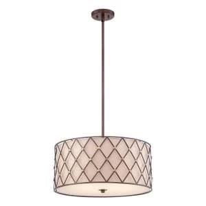 4 Light Large Ceiling Pendant Copper Brown Lattice, E27