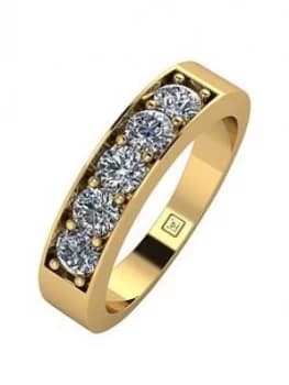 Moissanite Lady Lynsey 9ct Gold 1ct total 5 Stone Moissanite Eternity Ring, White Gold, Size N, Women