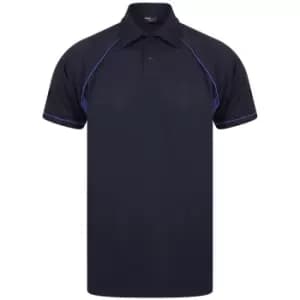 Finden and Hales Mens Performance Piped Polo Shirt (3XL) (Navy/Royal Blue)