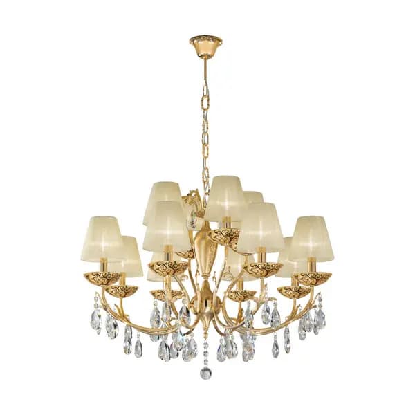Crystal chandelier victoria 2 Gold 24 Carats 12 bulbs Albero Multi