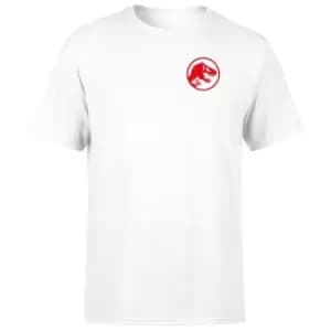 Jurassic Park Red Logo Embroidered Mens T-Shirt - White - 5XL