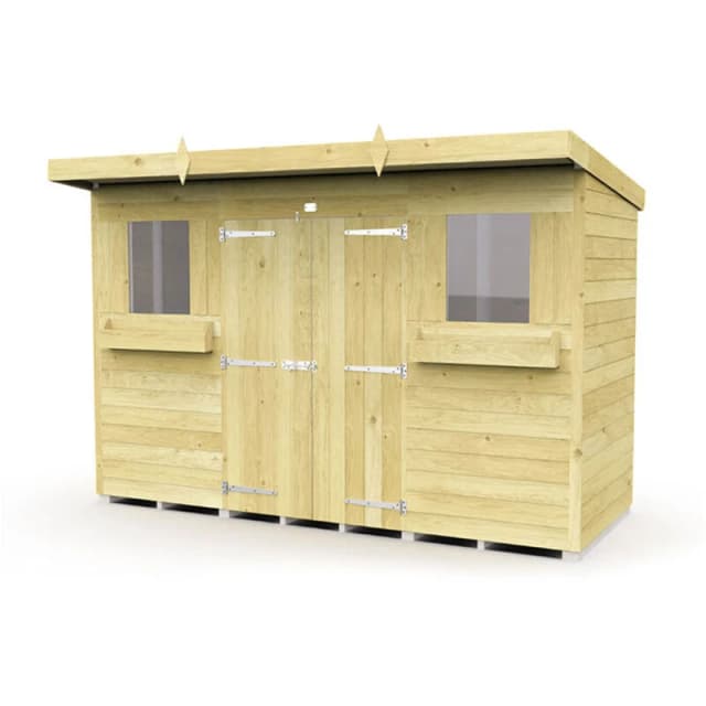 Flat Pack Sheds DIY Sheds 10 x 4 Pent Summer Shed, Brown 10X4PSSFF