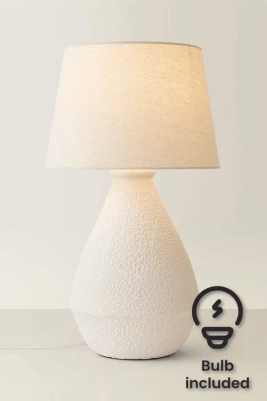 ValueLights ValueLights Helena Natural Taper Shade Cream Speckled Ceramic Table Lamp with Bulb Natural One Size Unisex 5059406065996