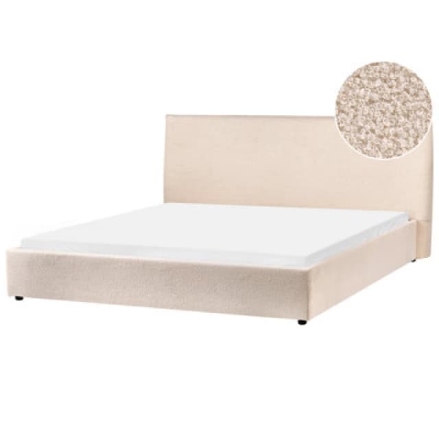 Beliani Bed Boucle Lavaur 180 X 200 Cm (Eu Super King) Beige