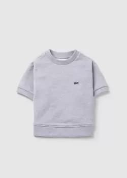 Lacoste Kids Fleece T-Shirt With Pleated Back Panel In Silver Chine