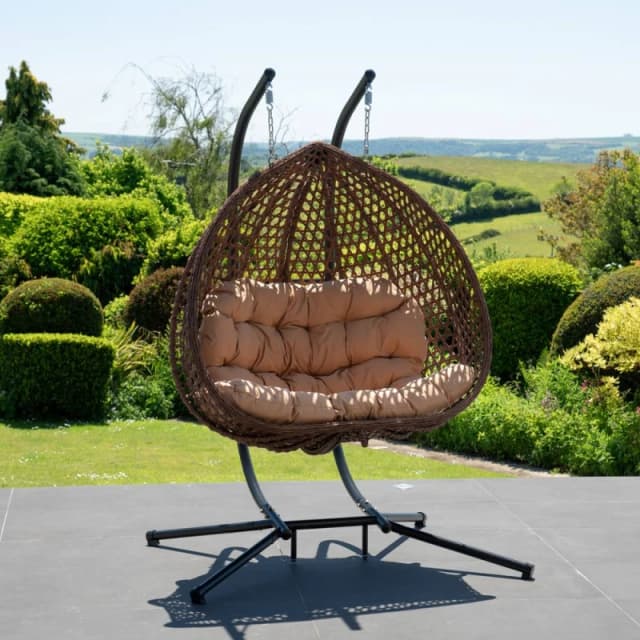 Artemis Home Alston Double Garden Hanging Egg Chair in Brown Brown Unisex