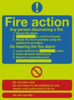 Signslab 300x250 Fire Action Std Niteglo