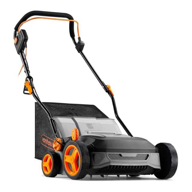 Vonhaus Lawn Scarifier, Aerator & Grass Rake Electric 1600W, Dethatch/rake Grass, Aerates Soil, 45L Box, 10M Cable, 6 Heights