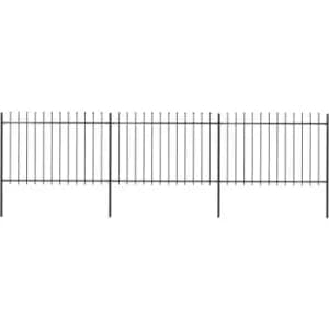 Garden Fence with Spear Top Steel 5.1x1.2 m Black Vidaxl Black