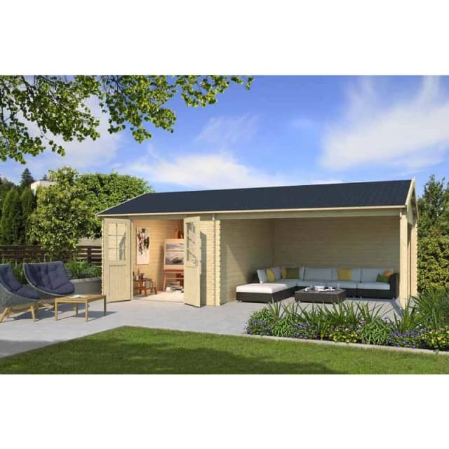 Lasita Maja El Paso-Log Cabin, Wooden Garden Room, Timber Summerhouse, Home Office - L701 X W417.1 X H273.6 Cm