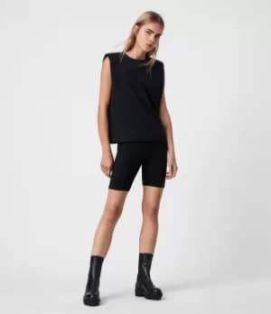 AllSaints Womens Coni Organic Cotton Tank, Black, Size: S
