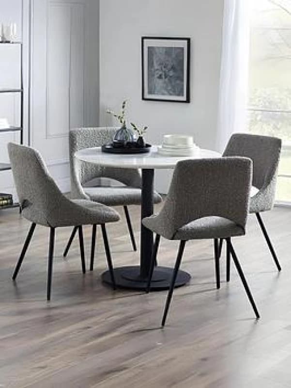 Julian Bowen Luca Round Table & 4 Iris Grey Chairs Black VZ01L Unisex