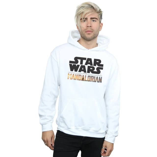 Star Wars Star Wars Men The Mandalorian Logo Hoodie in White Size: Small White S Male 5059400129472
